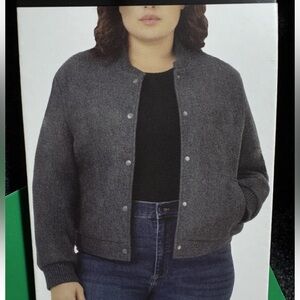 Well Worn Wool like Charcoal Bomber Jacket